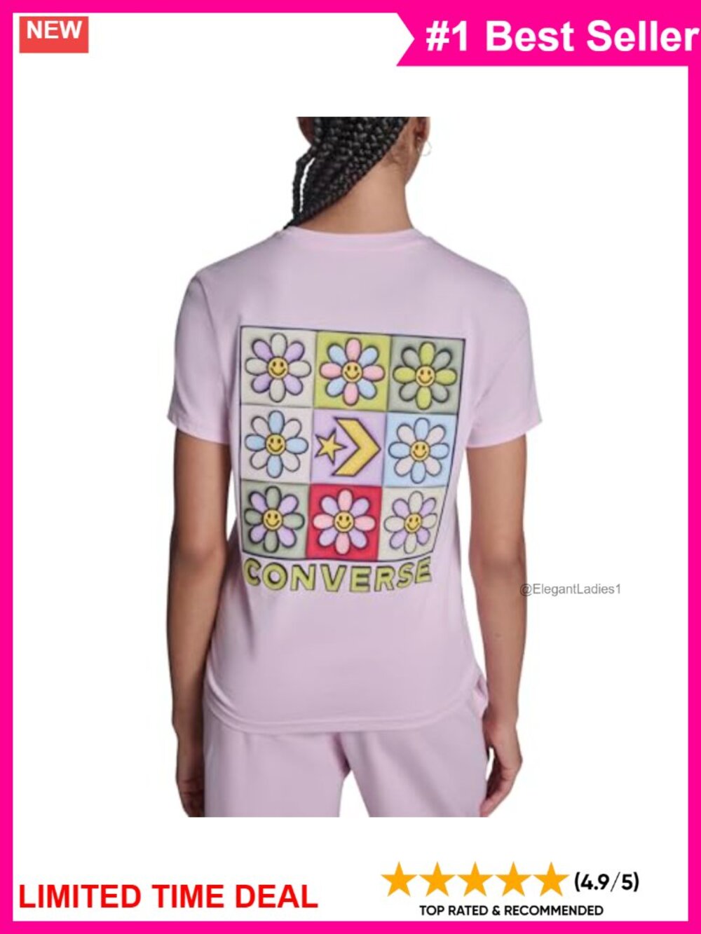 Converse Cotton Crew Neck Short Sleeve Graphic T-Shirt - Picture 3 of 6